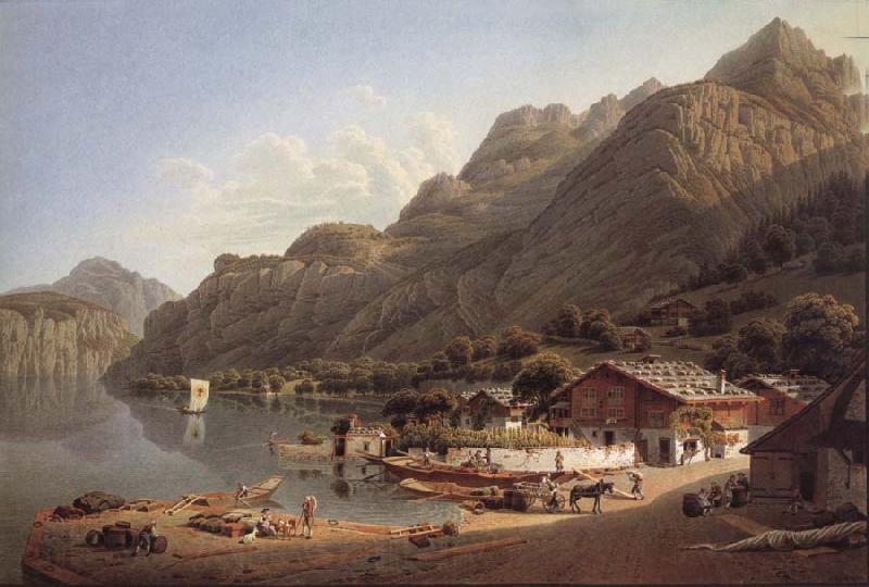 Gabriel Lory fils Vue of Fluhlen, in Suisse Norge oil painting art